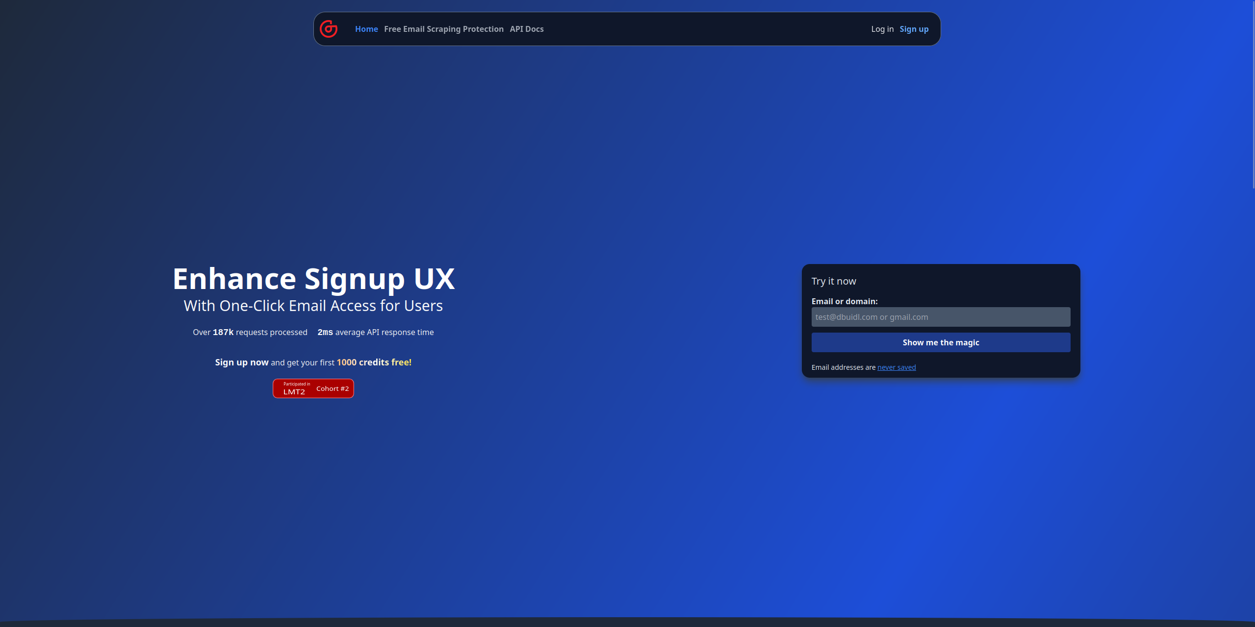 Webmail Lookup homepage